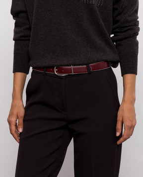 Peserico Burgundy leather belt with monil chain A32608C0CC894