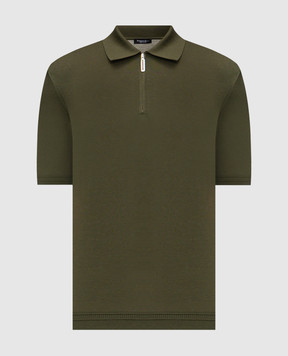 Stefano Ricci Green silk polo shirt with embroidered monogram logo K616215P31F26101