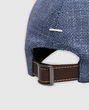 Brunello Cucinelli Children's blue cap made of wool, silk and linen BZ402W322A