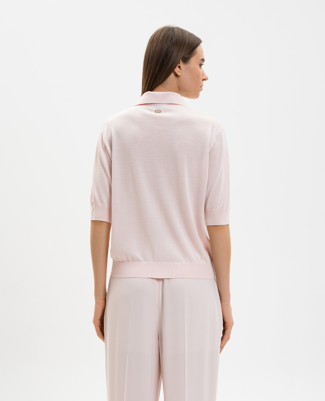 

Pink wool top with polo collar Agnona