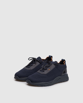 Santoni Blue sneakers with logo print MBIO21601NOTNHOD