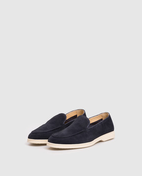 Doucal's Blue suede loafers with logo DD8893JOANUY229