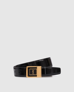 Saint Laurent Cassandre black leather belt 732556EABCU