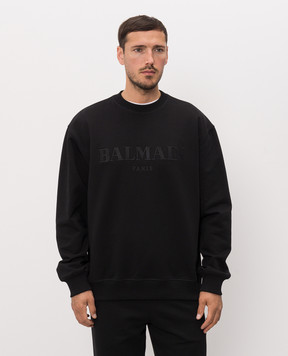 Balmain Black sweatshirt with logo embroidery HH1JQ130BD60