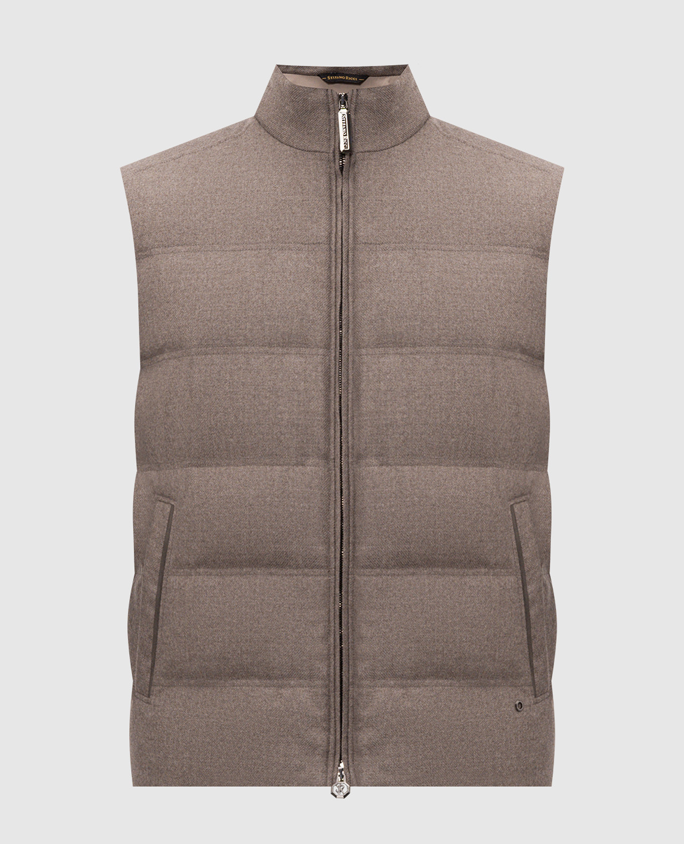 Grey wool and cashmere down vest