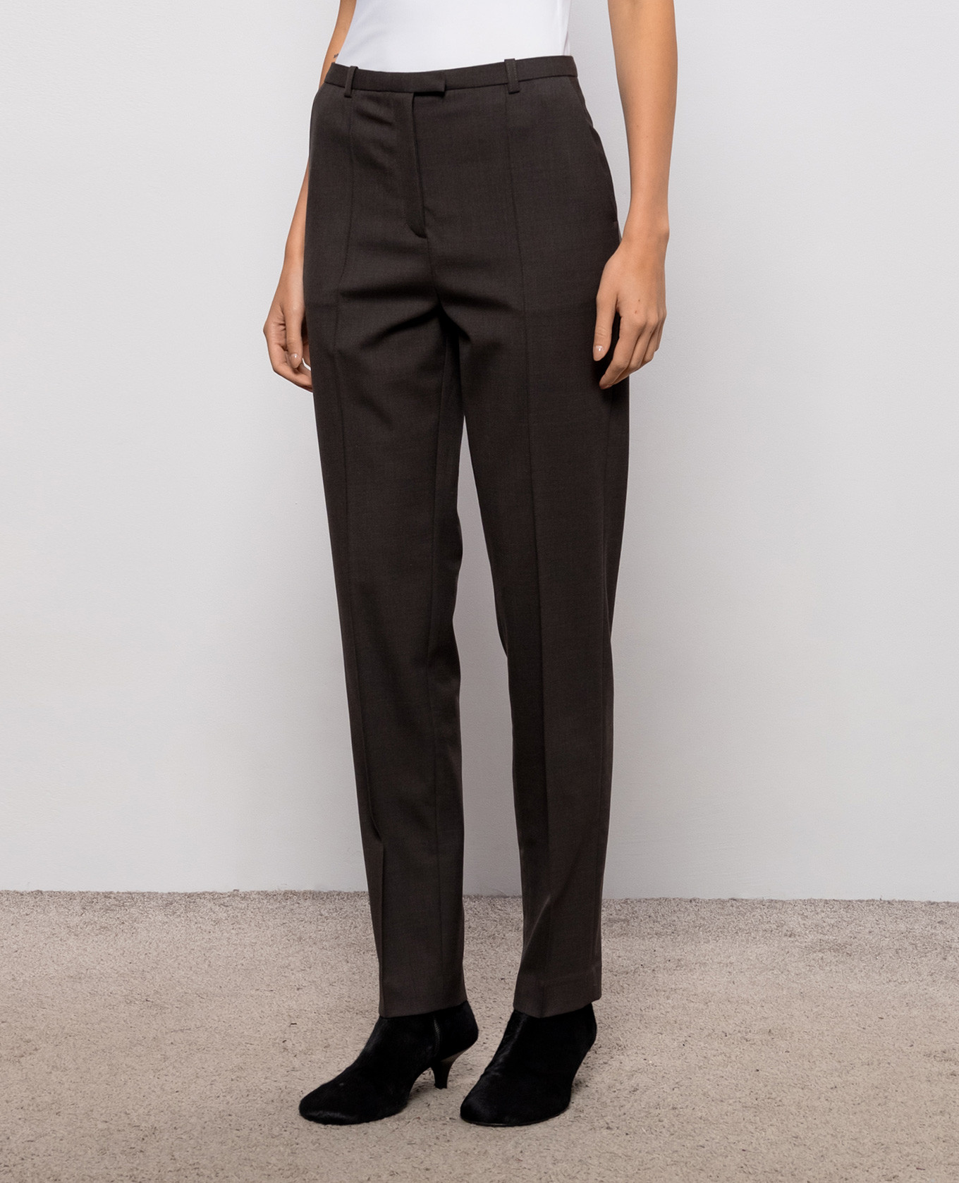 Brown MALKA LDS wool trousers Loulou de Saison 3