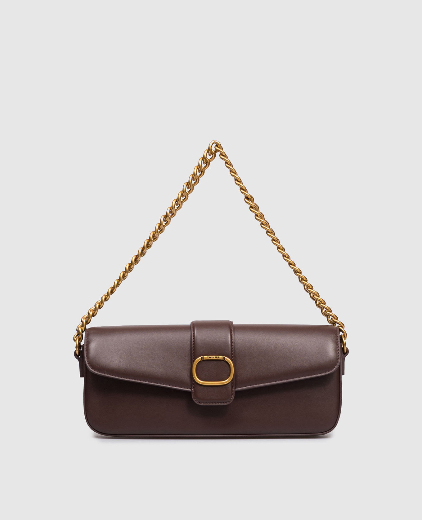 

Brown leather bag with logo Twinset