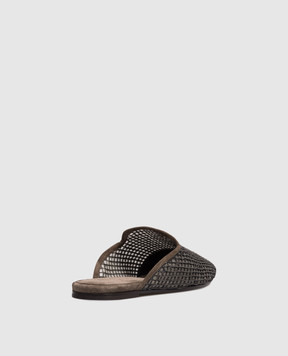 Brunello Cucinelli Brown mules with a monil chain MZSFC3173