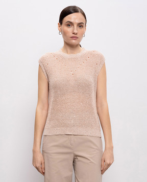 Peserico Pink linen vest with sequins S99132F059263A
