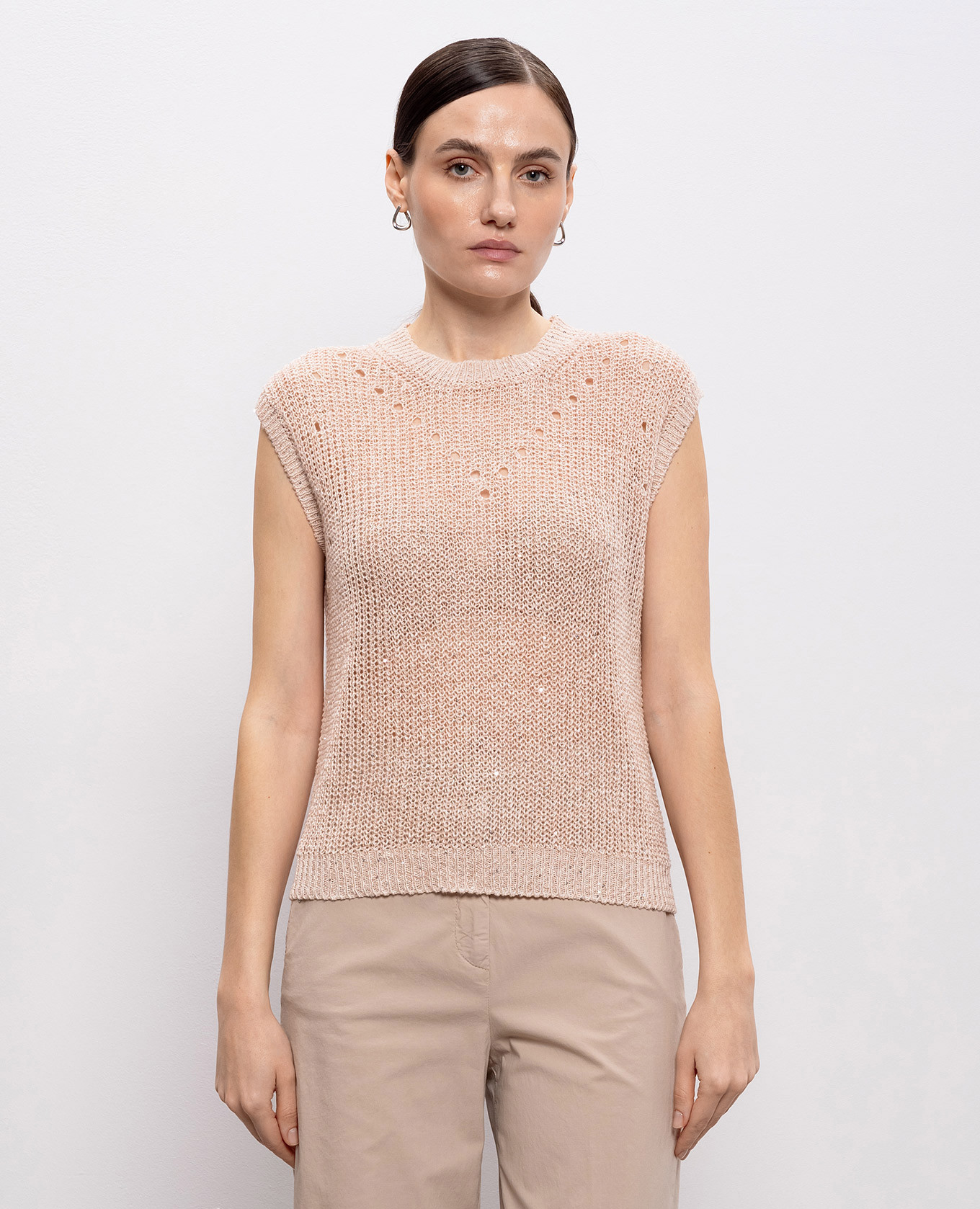 

Pink linen vest with sequins Peserico