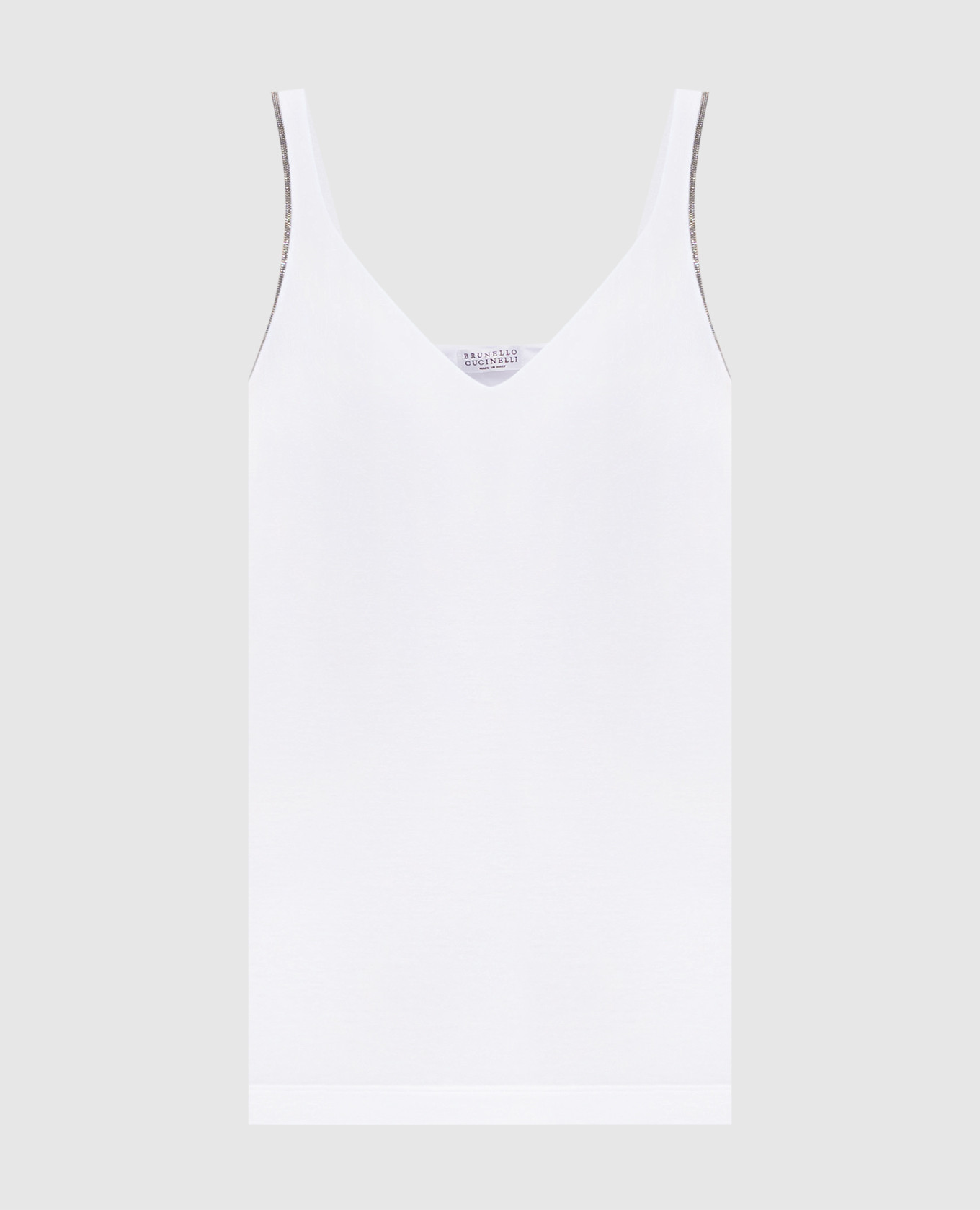 

White T-shirt with a monil chain Brunello Cucinelli