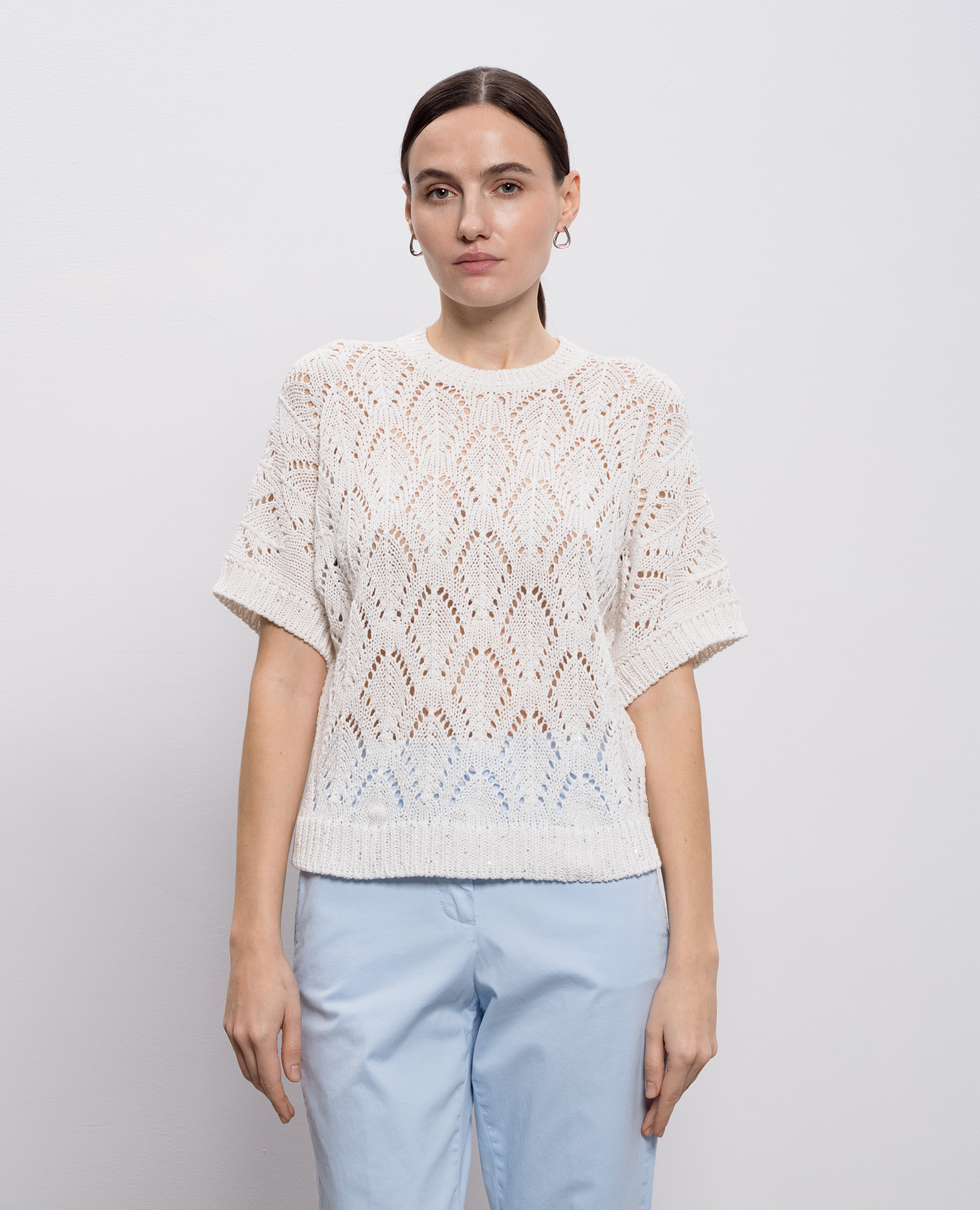 

White openwork top with sequins Peserico