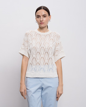 Peserico White openwork top with sequins A99079F0309110