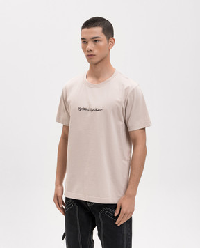 Off-White Beige T-shirt with Script Arrow embroidery 44MAA027S26J002