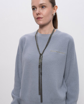 Peserico Gray necklace with monil chain A35526C0CC912