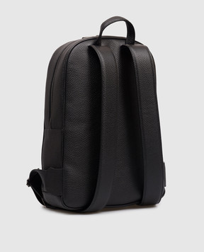 Stefano Ricci Black leather backpack with textured logo ND262G9UVD