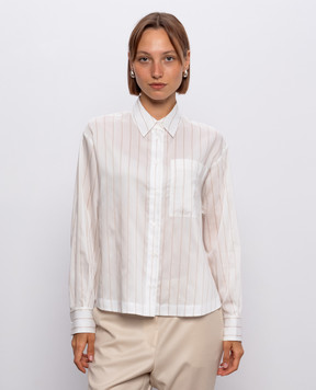 Peserico White striped silk shirt A06352D05220
