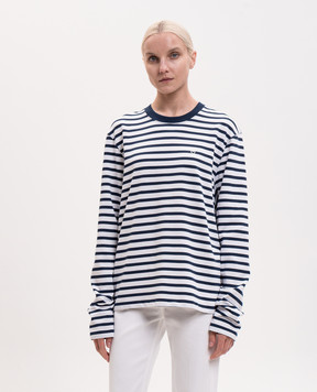 Ami Paris White striped long-sleeve with embroidered emblem UTS375JE0210