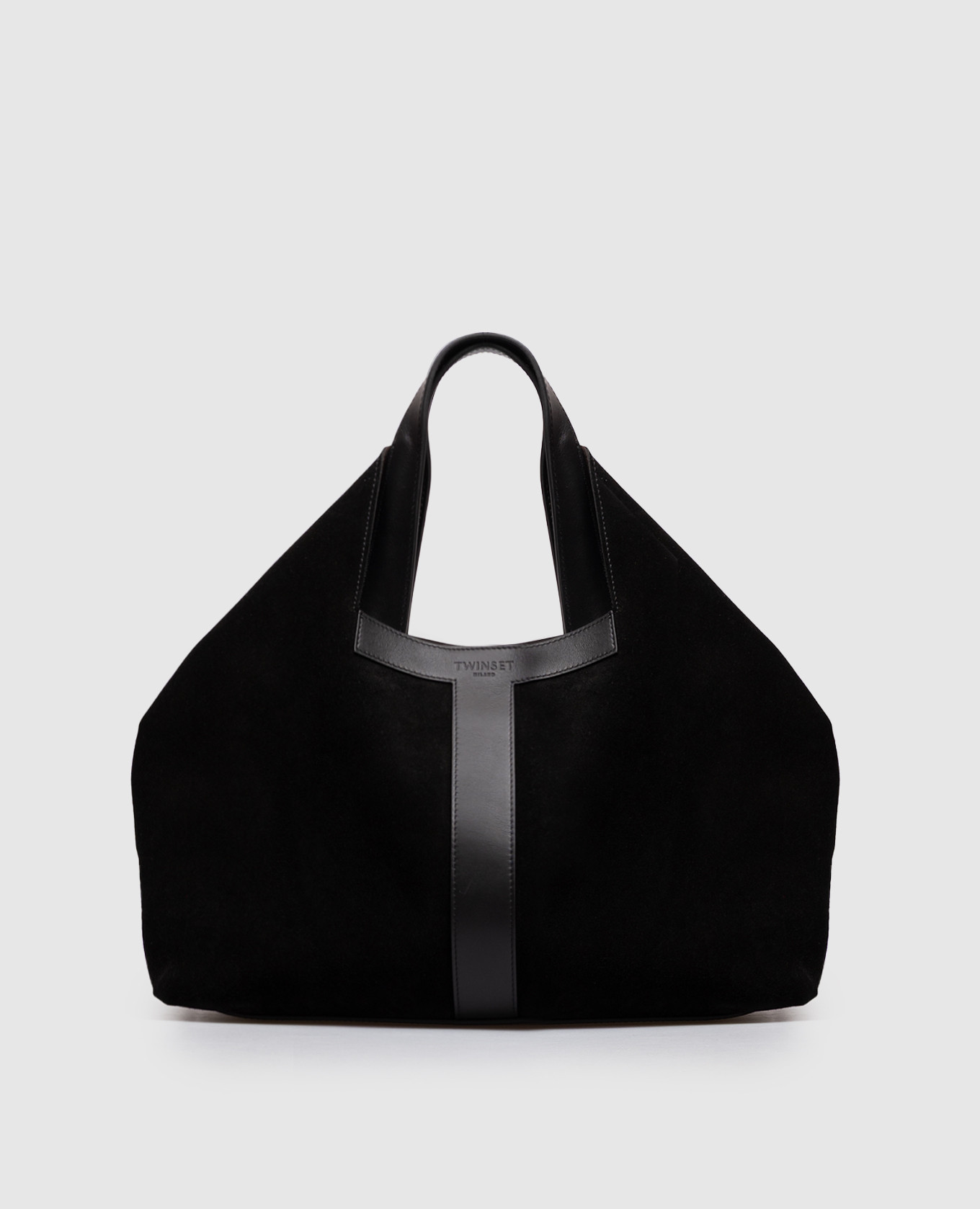 Black suede tote bag