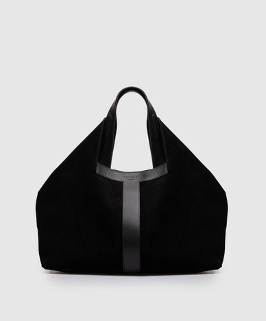 Black suede tote bag