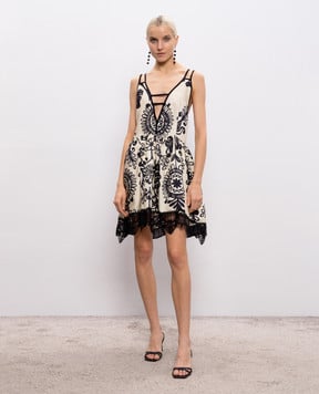 Maurizio Beige printed silk mini dress MZS6W06010381