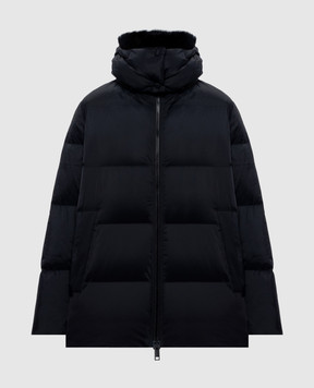 Yves Salomon Army Black down jacket with fox fur 24WFM01576U06W