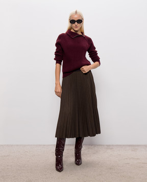 Allude Burgundy wool and cashmere sweater with zipper 26517621