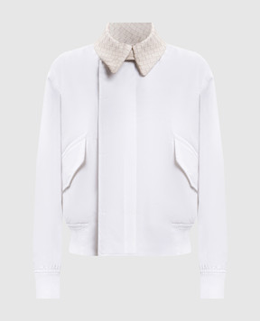 Bottega Veneta White jacket with leather collar 869436V6KO0