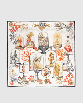 Max Mara White silk scarf with Cabinets of Curiosities print MXACARRE90W2001