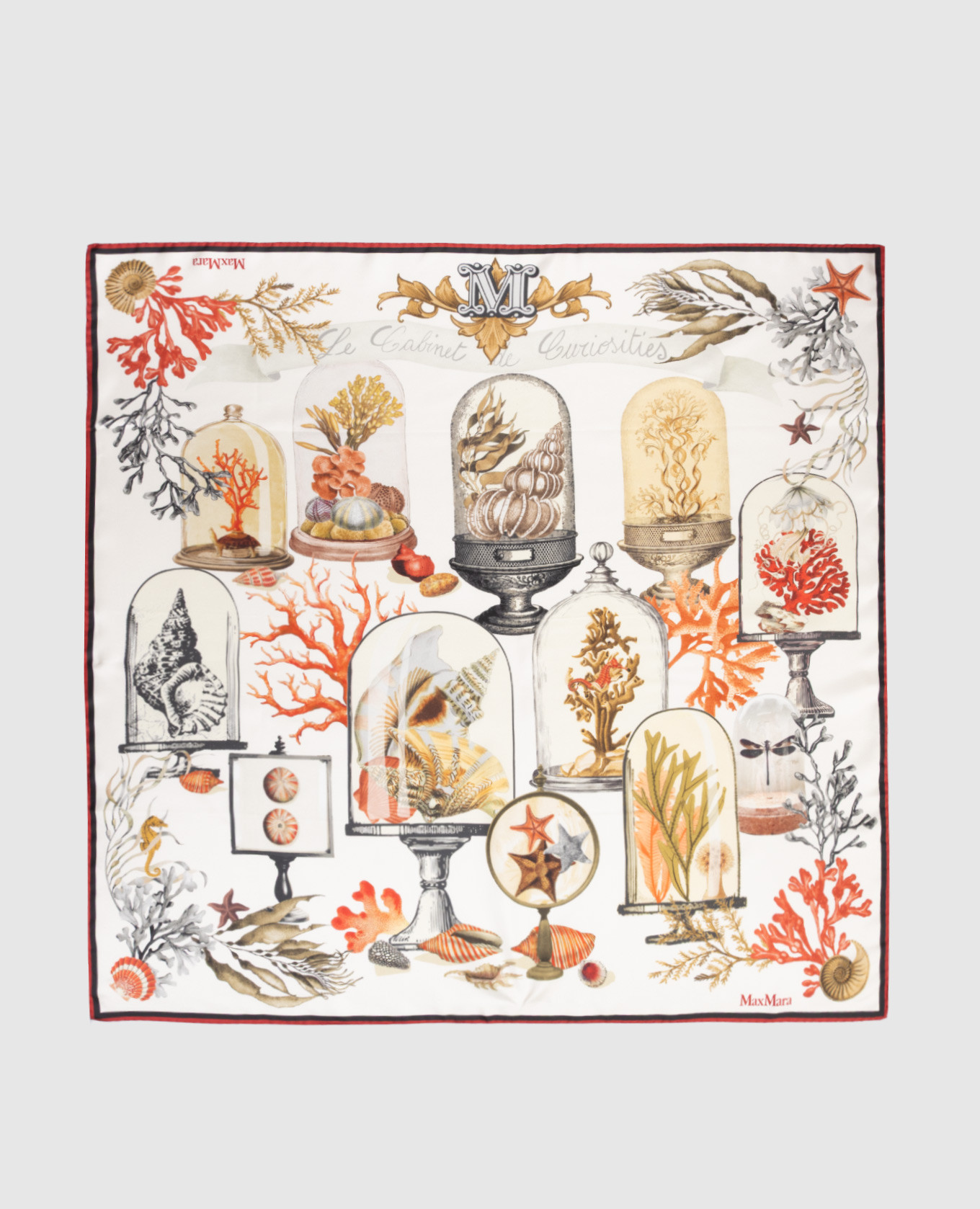 

White silk scarf with Cabinets of Curiosities print Max Mara