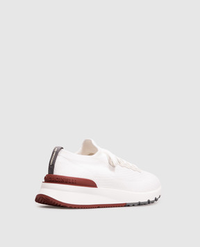 Brunello Cucinelli White cotton sneakers with textured logo MZUPMBO252