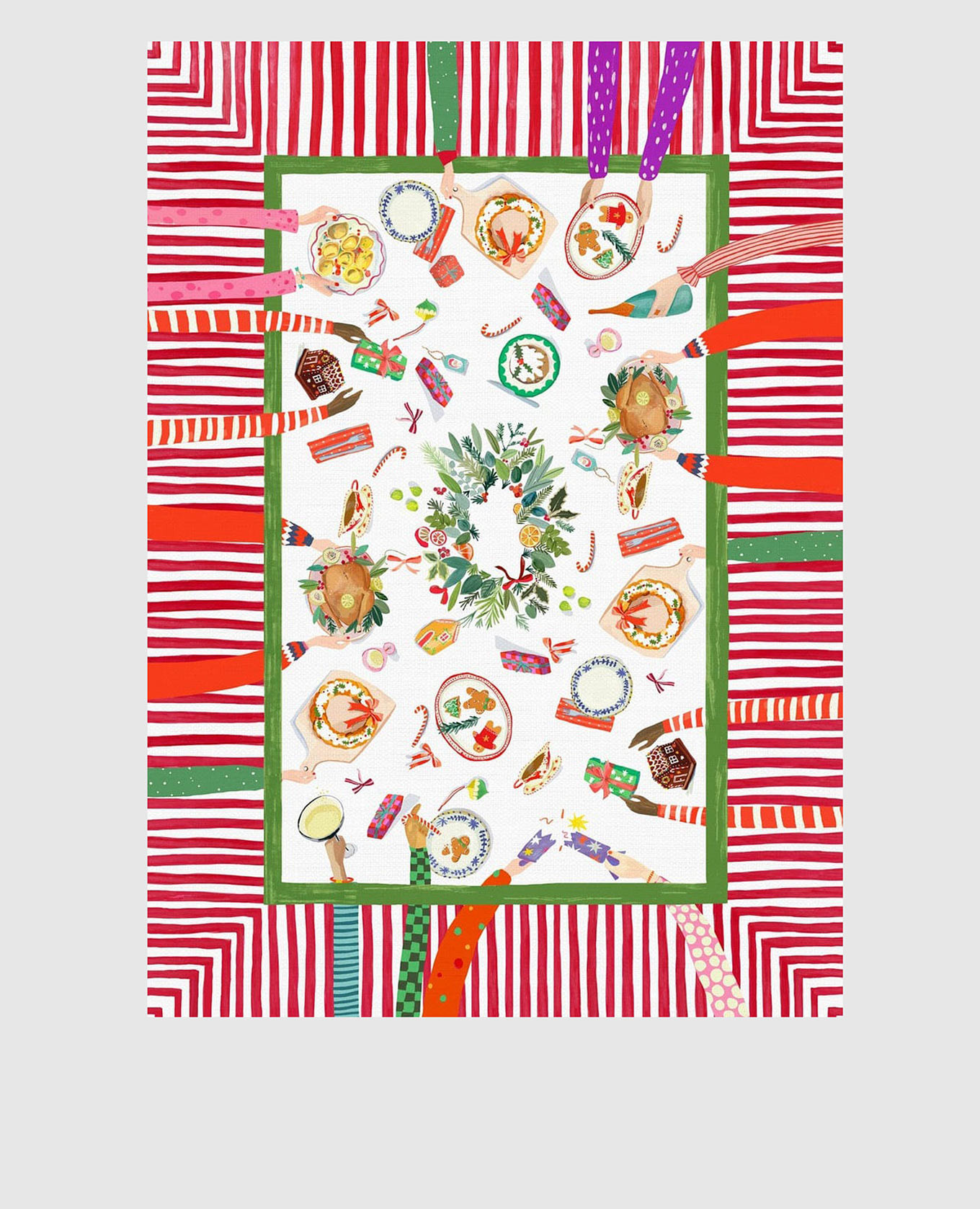 

HAND ON XMAS tablecloth with linen TESSITURA TOSCANA TELERIE, White