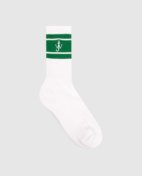 JW Anderson White ribbed socks with contrasting stripes KW1530YN0509w