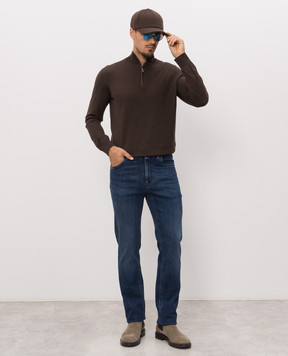 Stefano Ricci Brown jumper with crocodile leather inserts K606426L12F26314