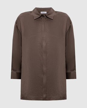 Peserico Brown blouse with monil chain A0640106638