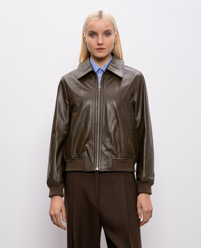 Yves Salomon Khaki leather jacket 25EYV20155APXX