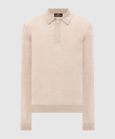 Beige wool polo shirt