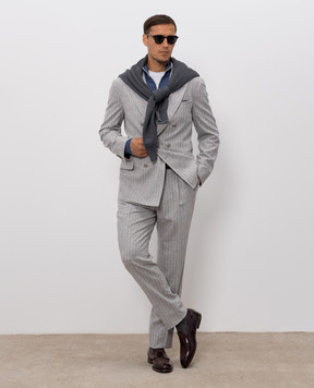 Brunello Cucinelli Blue wool and cashmere cardigan M2400106