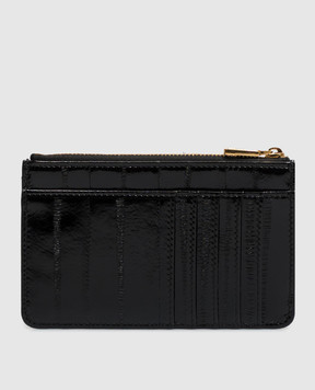 Dolce&Gabbana Black leather cardholder with logo plate BI1261A8B08