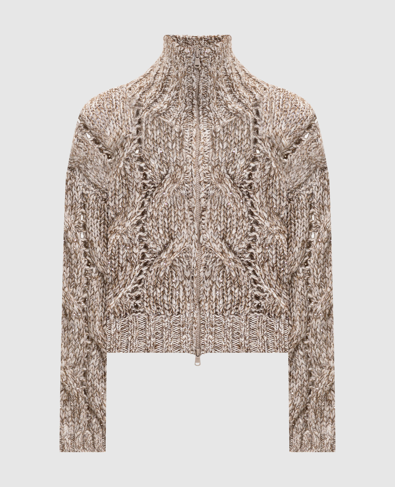 

Beige Dazzling Chiné Cardigan with Wool and Cashmere Brunello Cucinelli