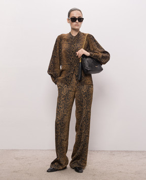 Twinset Brown blouse with reptile print 262TT2602