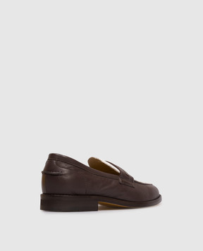 Doucal's Brown leather loafers with monil chain DD8856ALAIPY841