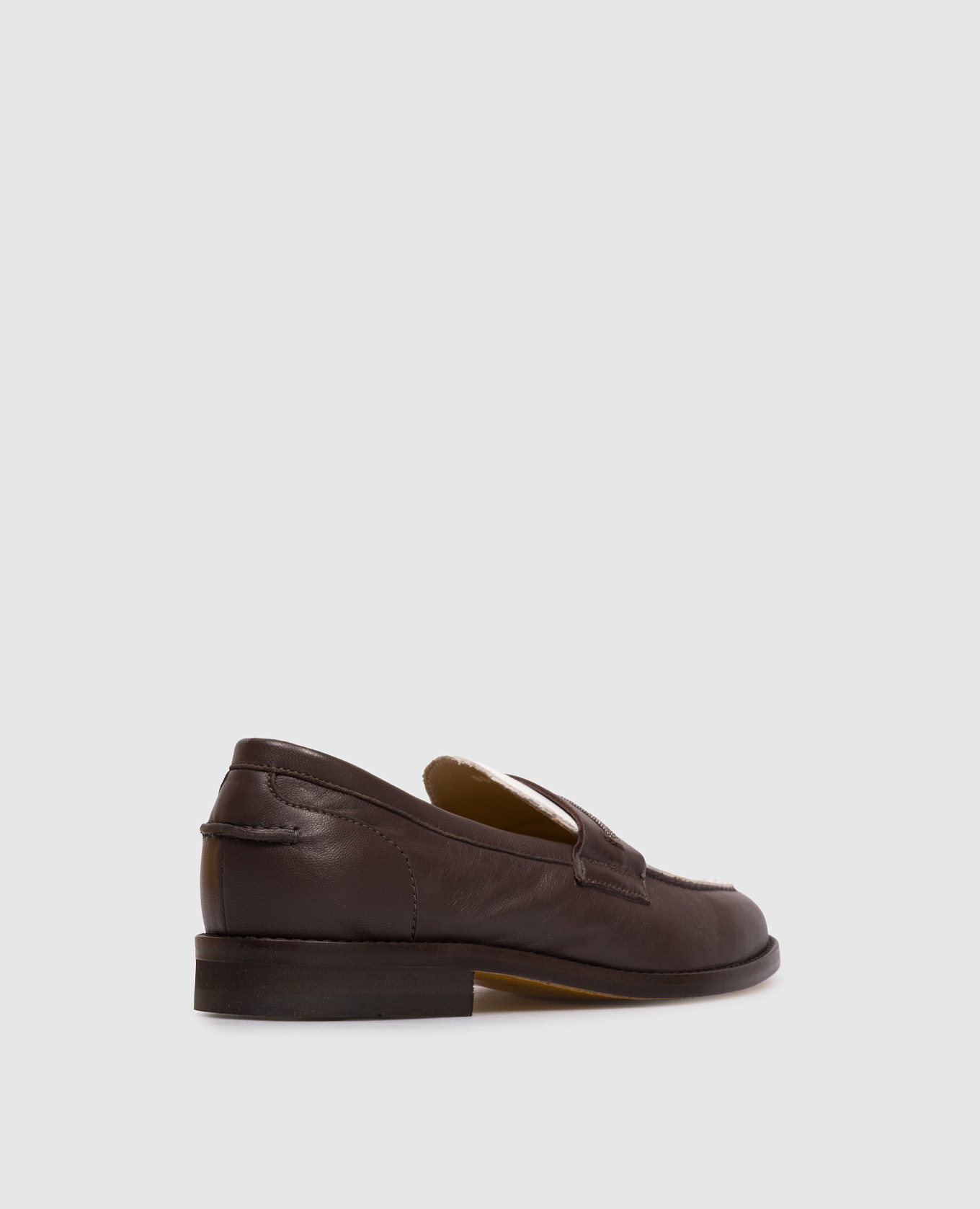 

Brown leather loafers with monil chain Doucal's