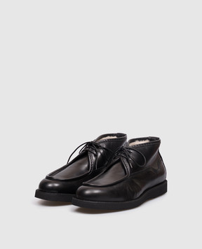 Pantanetti Black leather deserts with fur 20074MM
