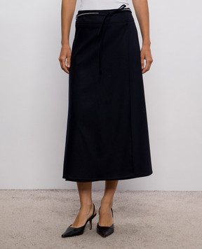 Peserico Navy blue wool and cashmere skirt A05736A03358