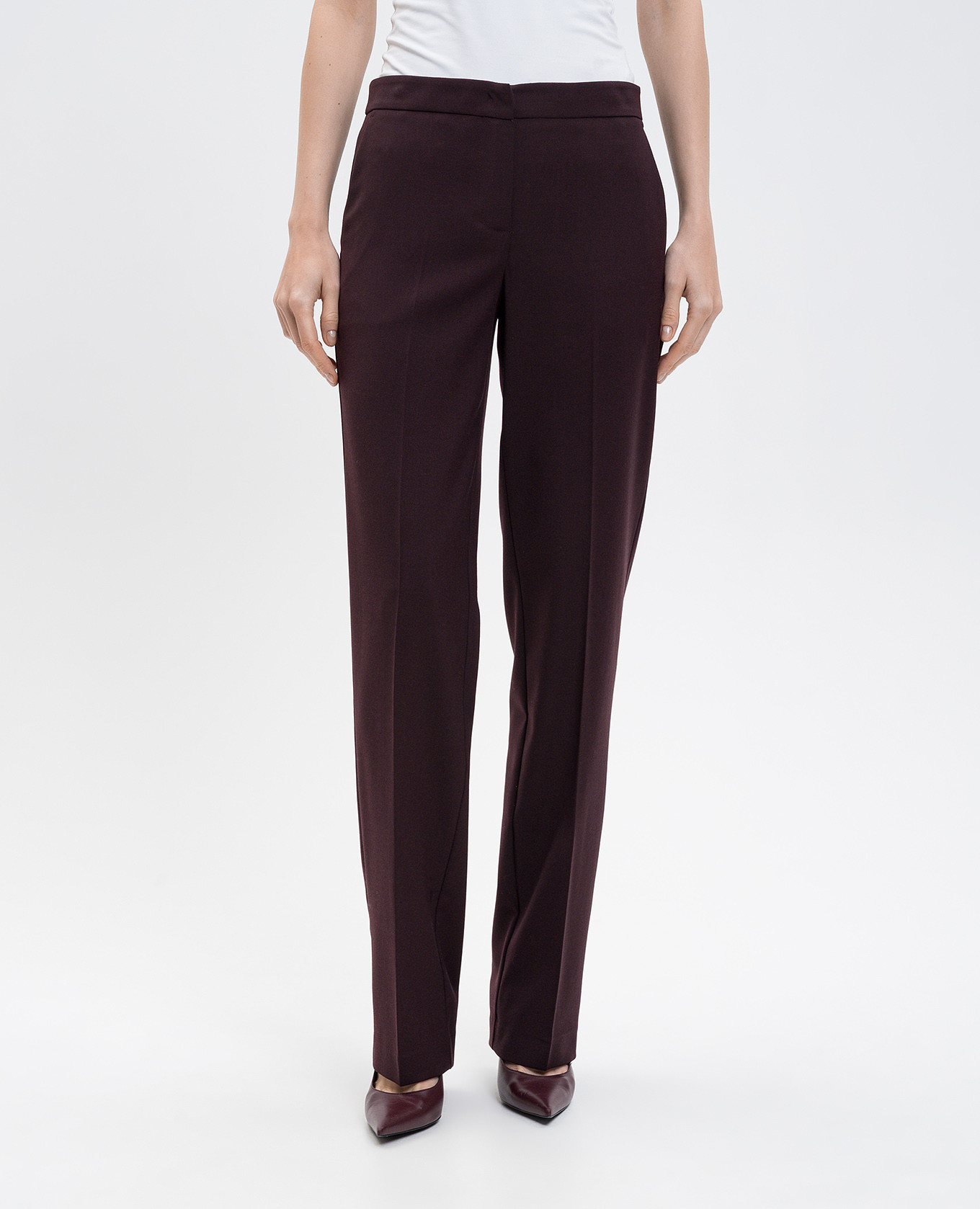 Burgundy wool pants with logo Twinset 3
