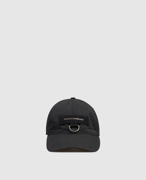 Dolce&Gabbana Black cap with textured logo GH940ZG8OO3