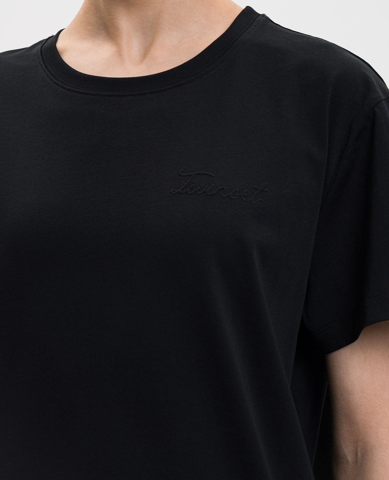 Black T-shirt with textured logo Twinset 4
