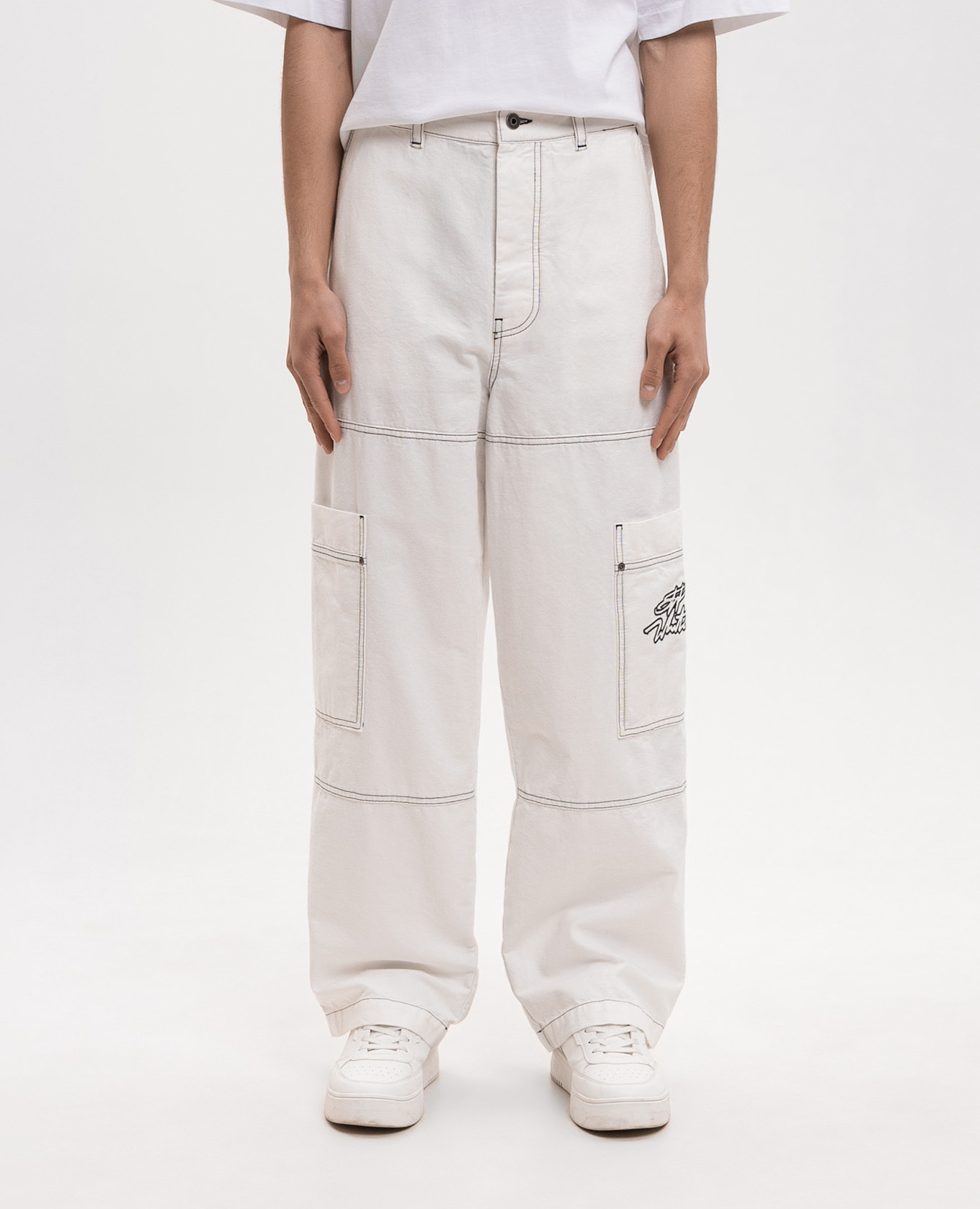 White cargo pants with logo embroidery Off-White 3