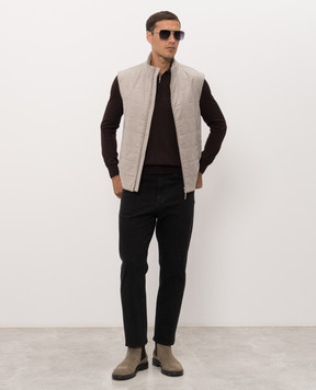 Bertolo Cashmere Gray wool and cashmere vest 000356002732